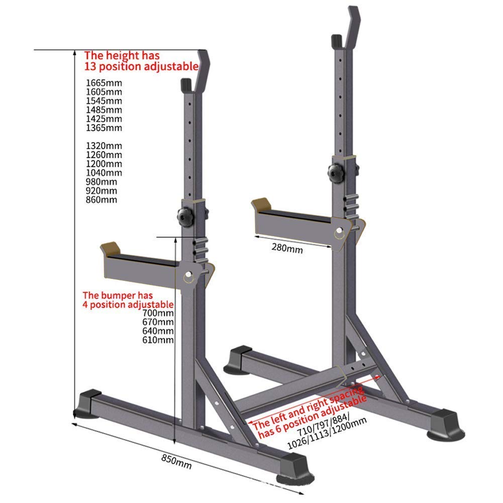 ERoomQ Multi-Function Weight Lifting Home Gym Fitness Multifunctional Adjustable Squat Rack,Fitness Household Barbell Stand,Stands Bench Press Frame Fitness Sports Goods,Cross Training, P