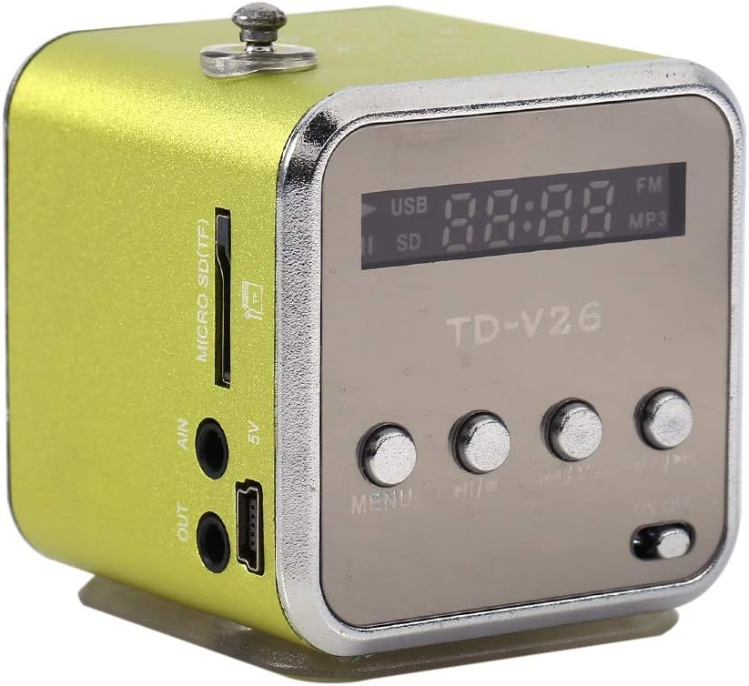 – Tbest Mini Radio, Digital Radio, Td V26, Small Portable Radios Mains And Battery Mini Speaker Music Player Portable Fm Radio Pc Fashion Support Tf Card And U Disk usb player (green)