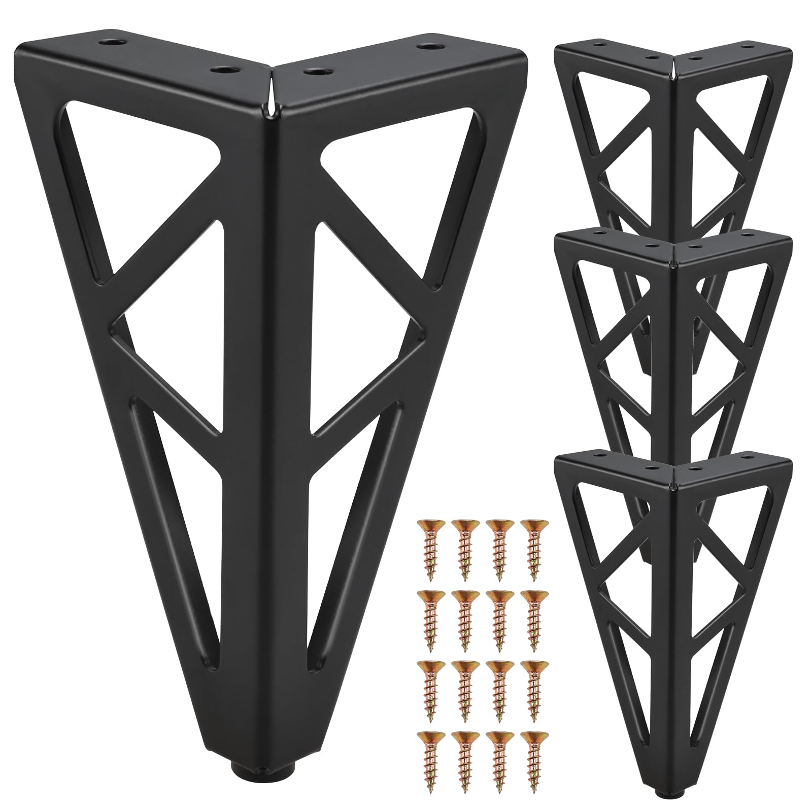 RealPlus 6 Inch Furniture Legs Black Heavy Duty Metal Sofa Legs Set of 4, Modern Style Replacement Couch Legs for Dresser Cabinet