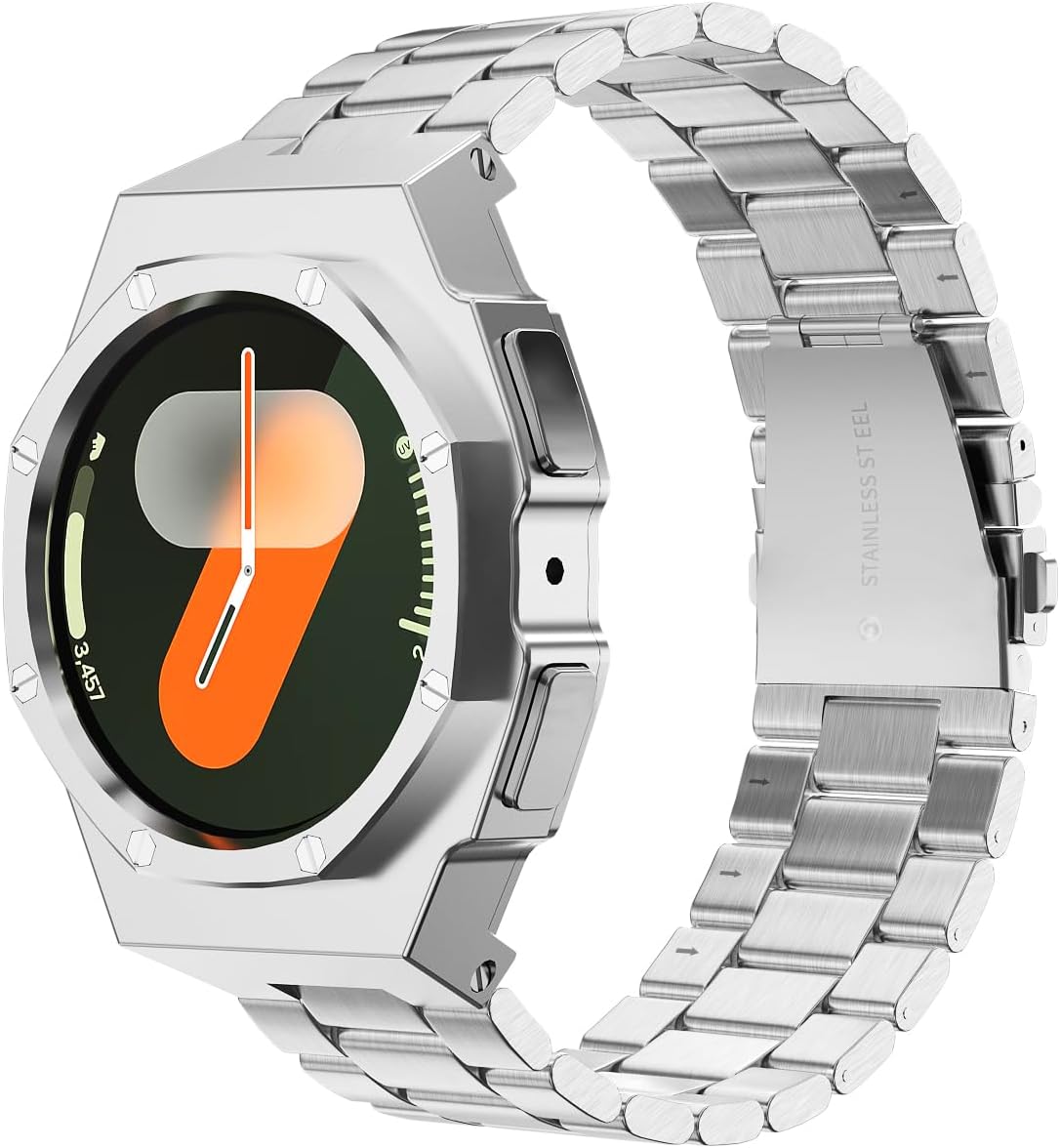 Stainless Steel Case Band Modification Kit For Galaxy Watch 7 44mm Metal Strap Protective