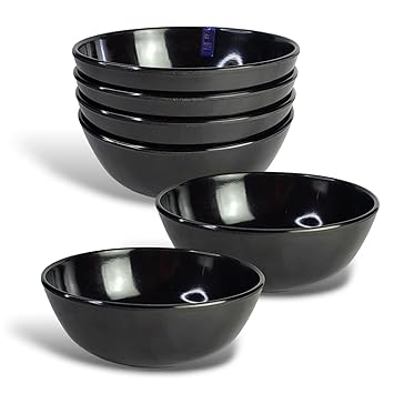 (Set of 6) 100% Food Grade,Break Resistant Melamine Black Curry/Soup/Vegetable 6