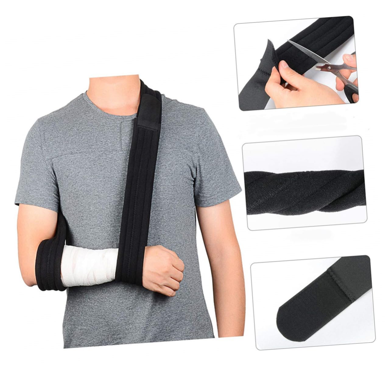 BCOATH Comfortable Shoulder Fixing Support Medical Arm Hand Elbow Sling Breathable Knitted Mesh Size Adjustable for Fracture and Injury