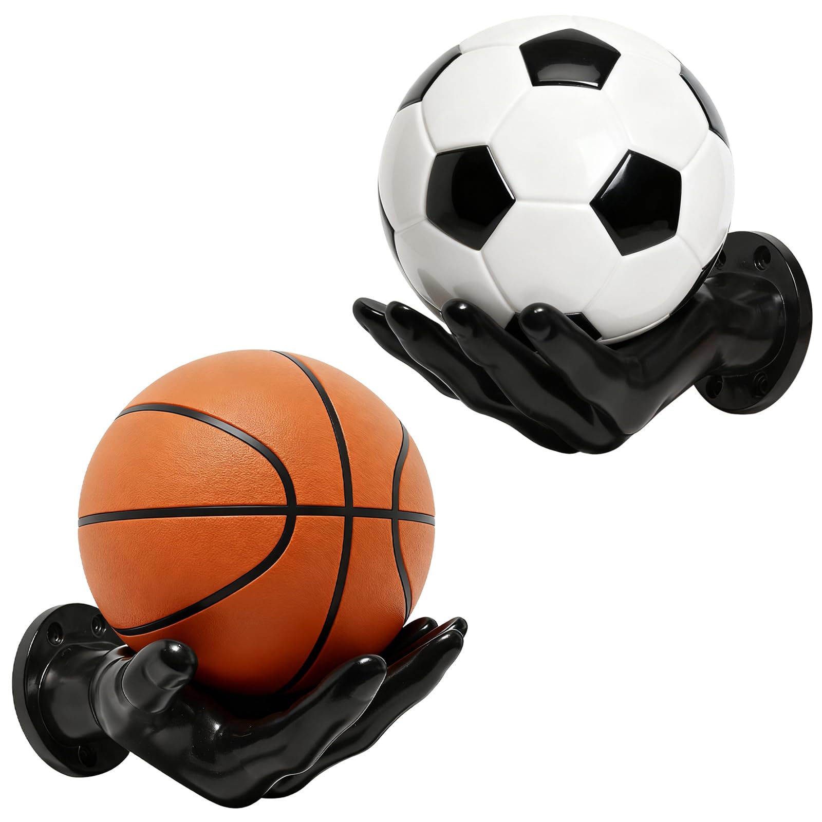 Jerhyun 2 Piezas Soporte Balones de Mano, Estantes para Baloncesto con Forma de Palmera Apto Guardar Balones Fútbol Baloncesto