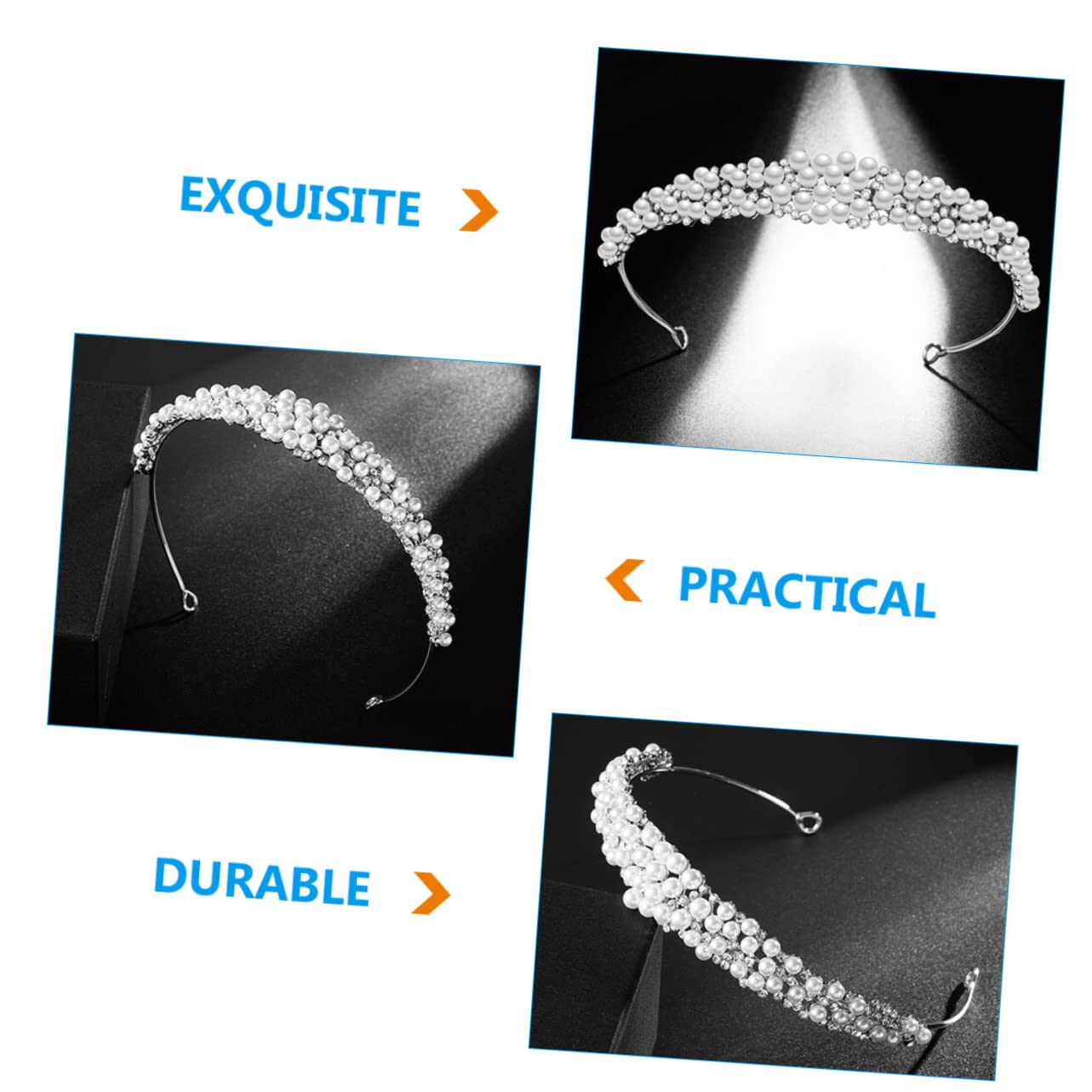Housoutil 5piezas Diadema De Perlas Falsas Para Novia Tocado Elegante Rhinestones Accesorio De Cabello Para Bodas y Fiestas Para Celebraciones Especiales y Eventos Formales