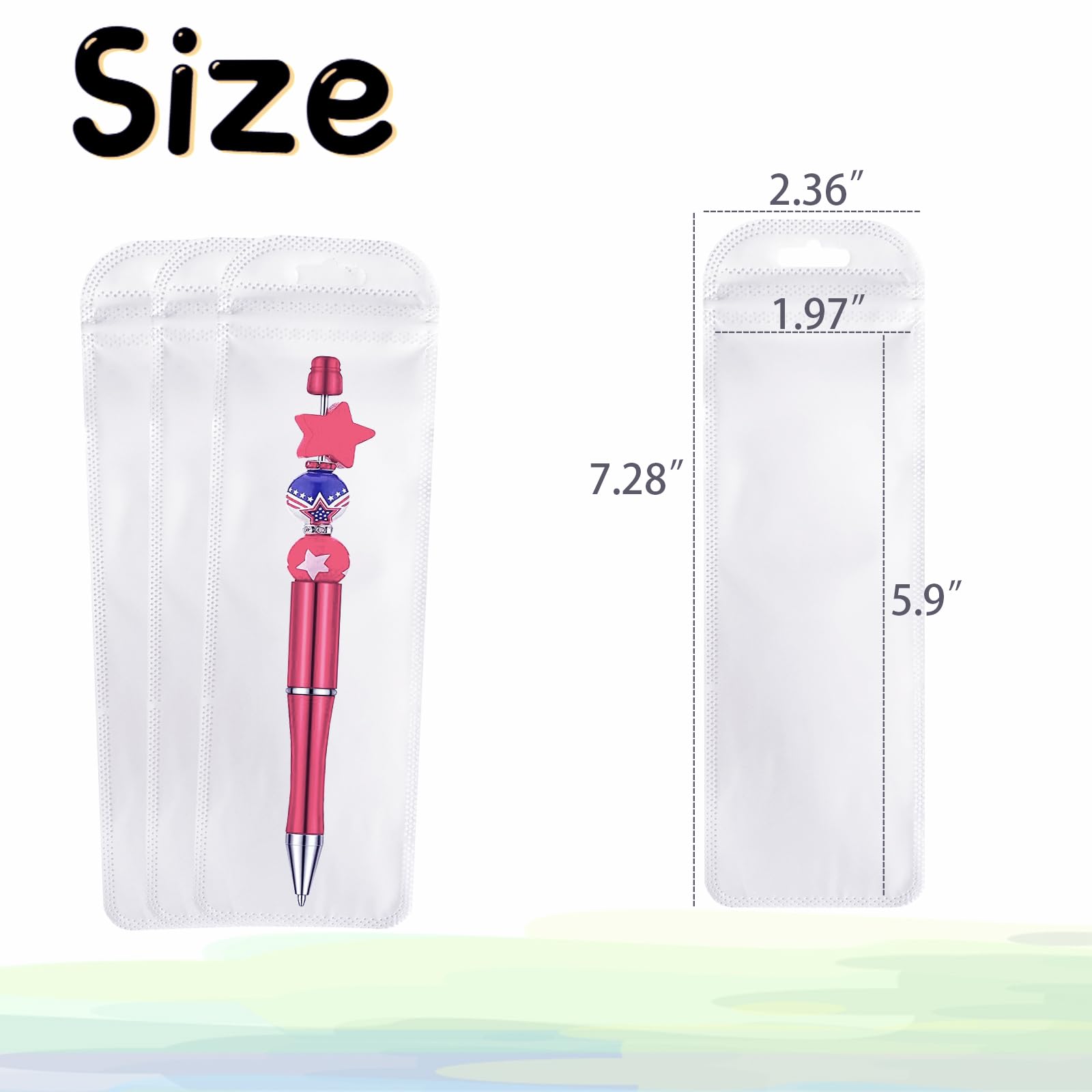 100 bolsas transparentes resellables para bolígrafos, ideales para bolígrafos de cuentas, oficina, hogar, fiesta, almacenamiento de alimentos, galletas, muestras de joyería (2.4 x 7.28 pulgadas) 2