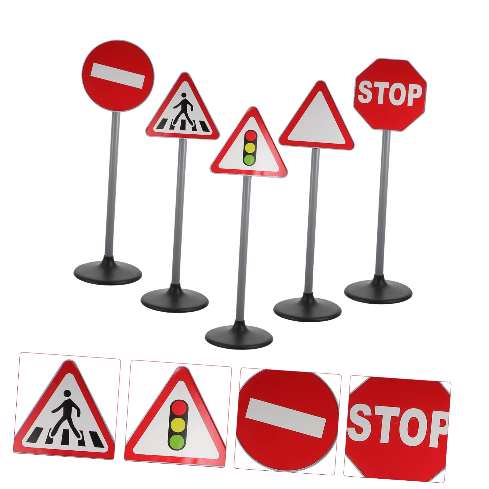 BESTonZON Jouets Éducatifs 5 Pièces de Signalisation Routière Rouge en Plastique Abs Décorations et Jeu Imaginatif Sécurisé pour Garçon et Filles pour Chambre D'garçon et Filles