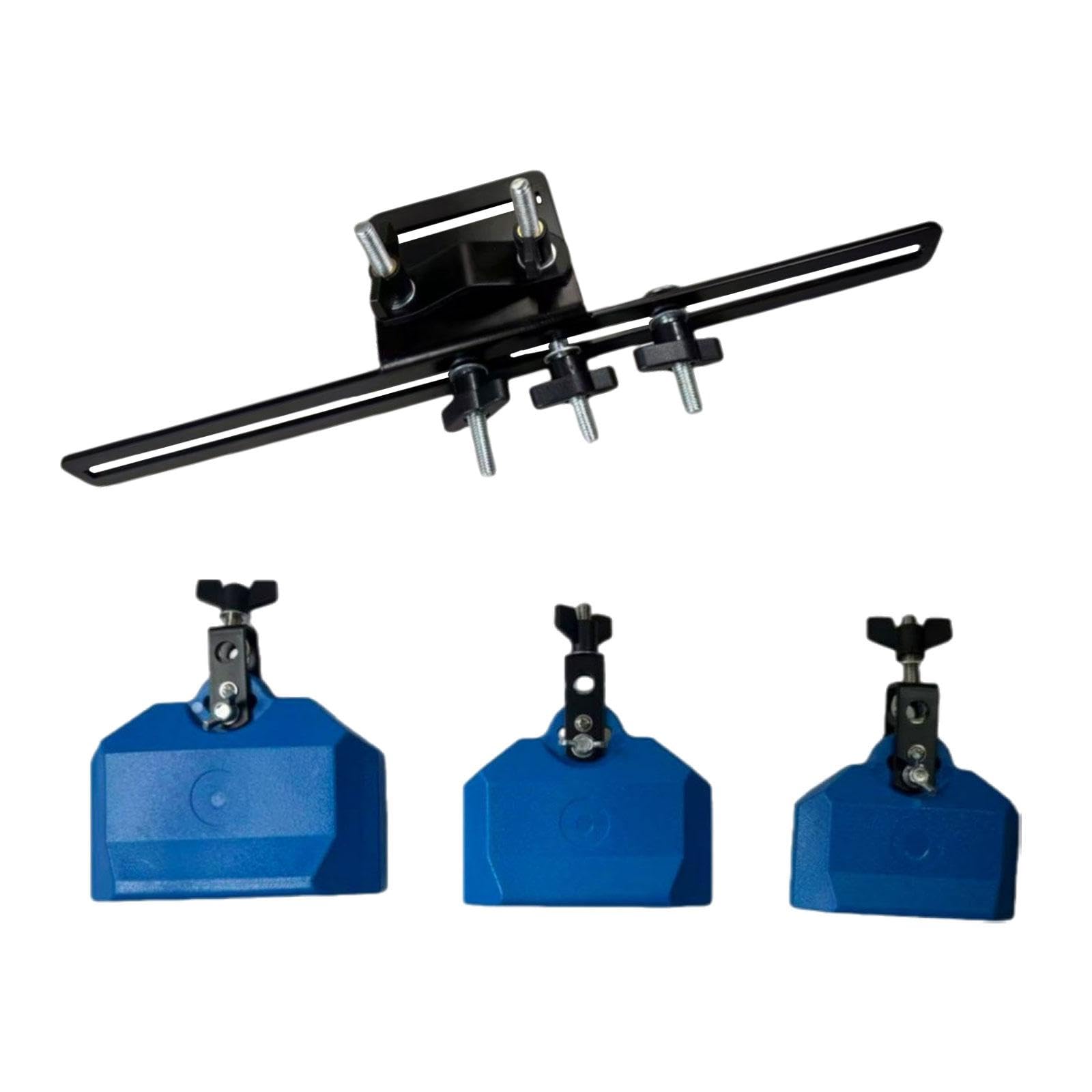 Set di Batteria Da 3 Pezzi, Supporto per Campane, Blocchi per Percussioni Latine, Montaggio in Lega di Zinco, Ideale per Gruppi Musicali, Blu