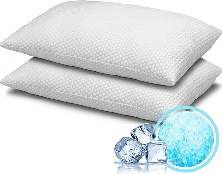 Ella Jayne - Coolmax Gel Cooling Pillows for Sleeping, Hypoallergenic, Best Cooling Gel Pillow for Hot Sleepers, Cooling Pillow Standard Size Set of 2, Medium Gel Fiber Fill, 2 Pack - Standard Size