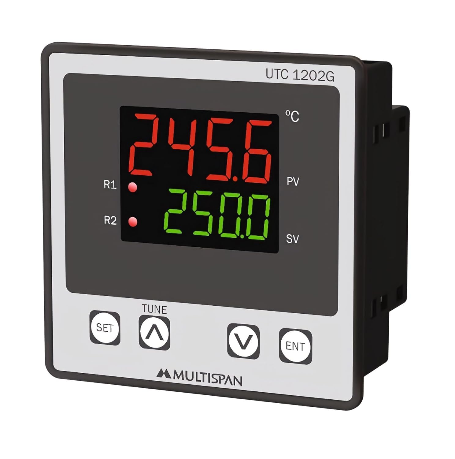 Multispan UTC-1202G Dual Output & Autotune PID Digital Temperature Controller 92x92 (J / K / PT-100 2Wire or 3Wire (Configurable))
