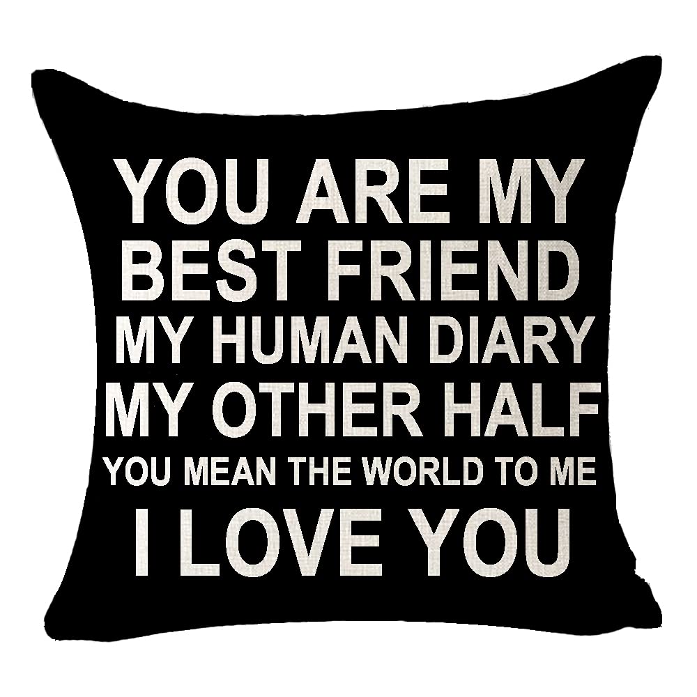 Balck Background Anniversary Birthday Best Gift to My Wife I Love You You Mean The World to Me Husband Cotton Linen Square Throw Waist Pillow Case Decorative Cushion Cover Pillowcase Sofa 18"x 18"