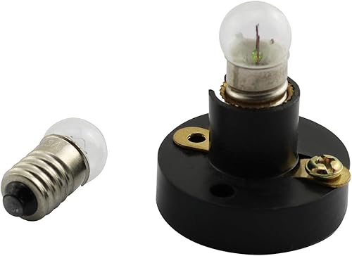 Miniatura 4 de Paquete de 25 bombillas pequeñas E10 con base de tornillo, luz indicadora incandescente, lámpara de linterna anticuada para experimento eléctrico
