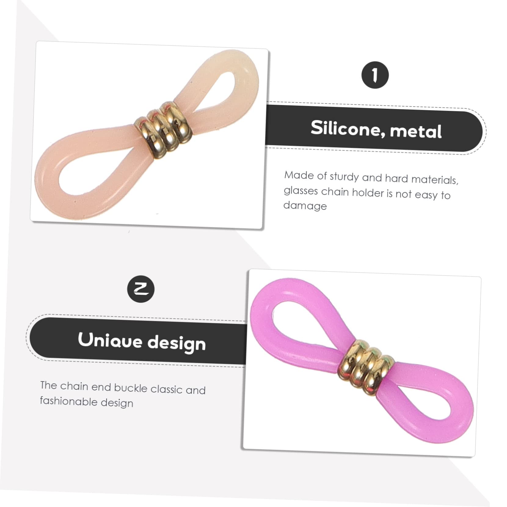 CALLARON Embouts Antidérapants Couleur Aléatoire pour Sport et Usage Quotidien en Silicone et Métal, 60 Pièces, Accessoires Réglables pour Chaînes de Lunettes
