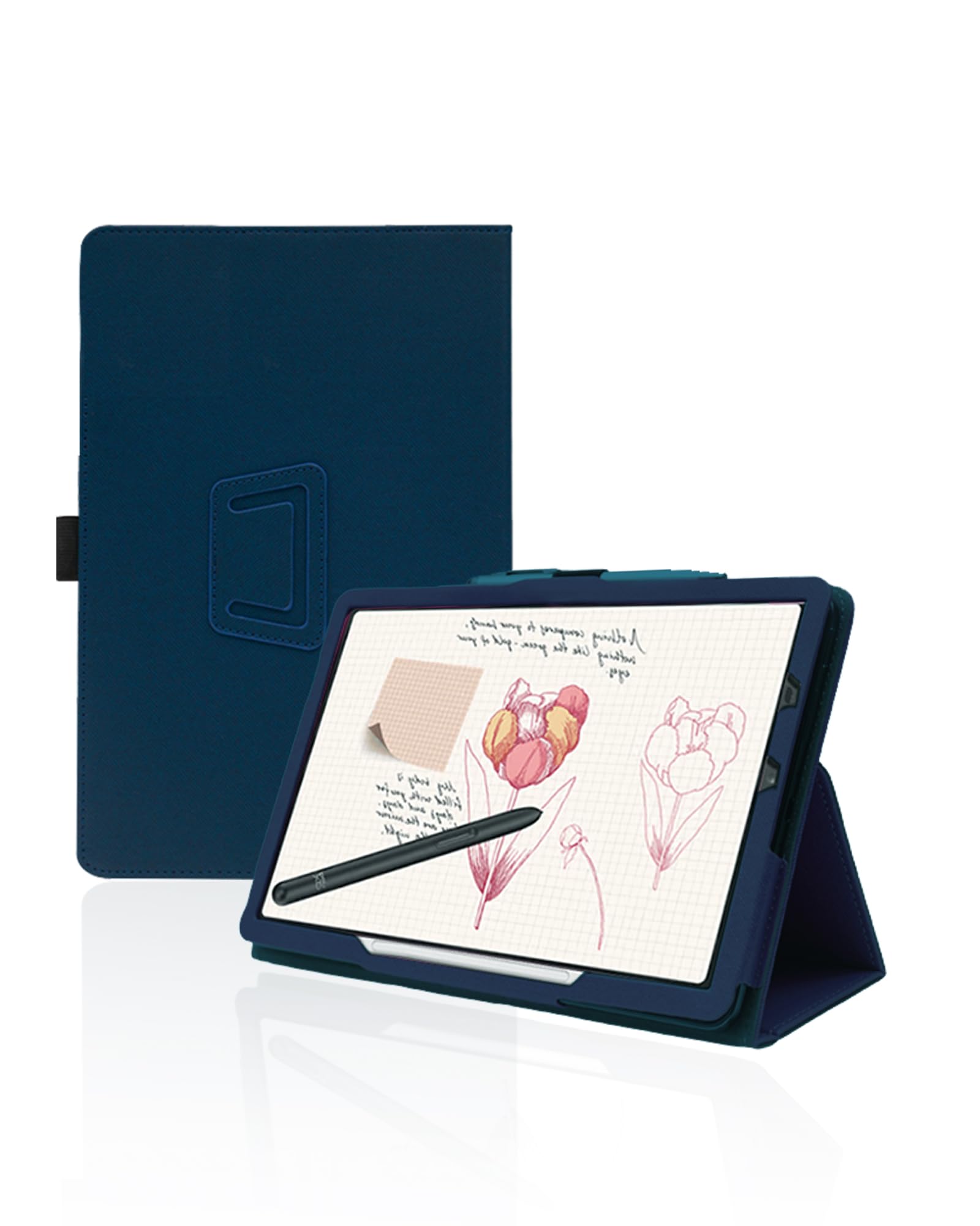 for XP-Pen Magic Note Pad 10.95 Inch Android Tablet Case,BOVUGAC Folding Stand Protective Cover with Pencil Holder and Wrist Strap,Full Protection, Premium PU,Scratch Resistant(Dark Blue)