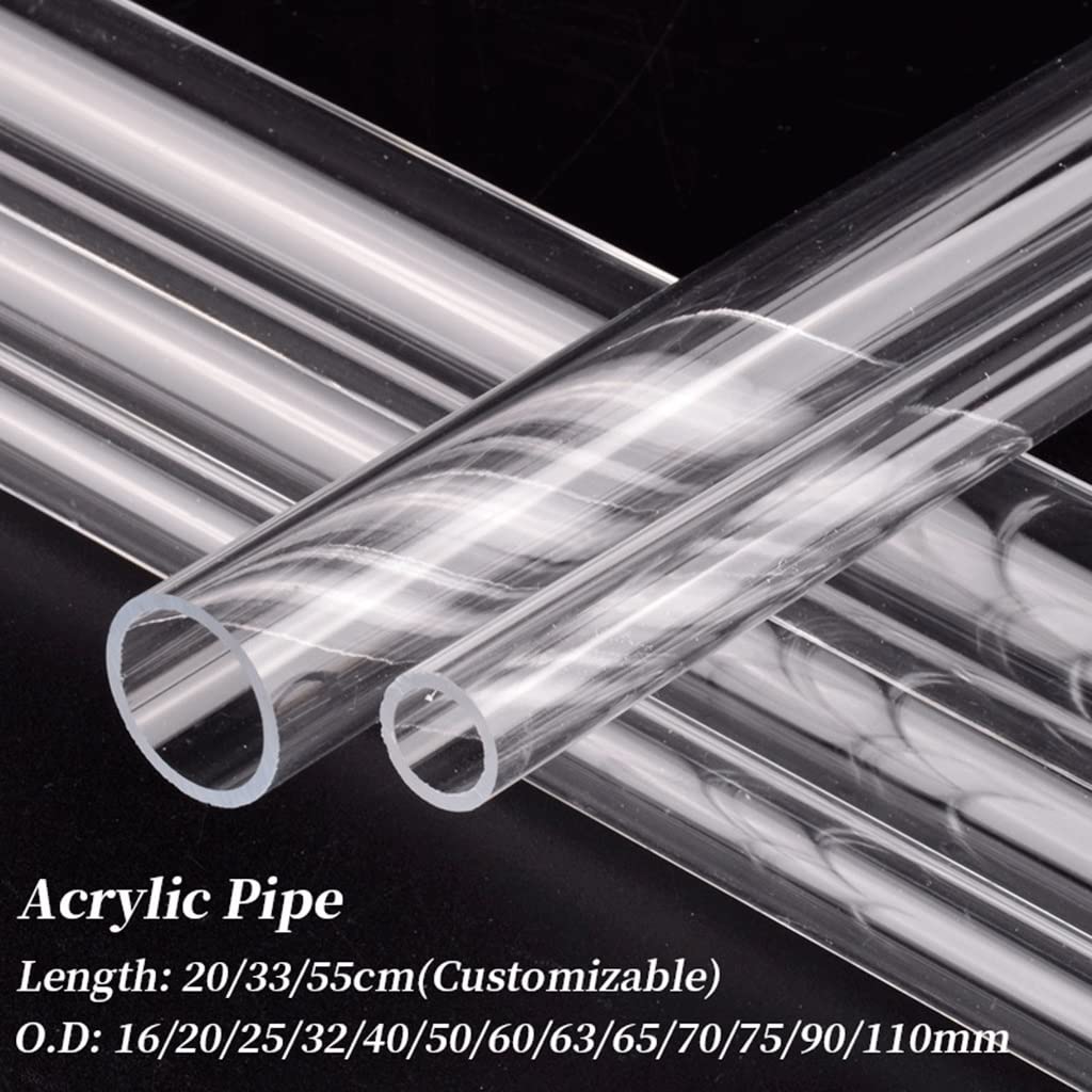 Tubo acrilico trasparente Tubo rigido lunghezza 20-50 cm | For irrigazione idroponica dell'acquario, diametro esterno 16-110 mm(Outer Dia 110mm,1Pc 20cm Length)