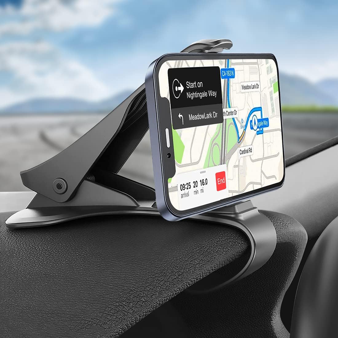 Phone Holder for Car, Hzrfun Cell Phone Holder for Car Dashboard Clip Non-Slip Durable Compatible for iPhone 12 11 Pro Max XS XR X 8+ 7+ SE 6s 6+ 5s 4 Samsung Galaxy S20 S10 and More (3.0-6.5inch)