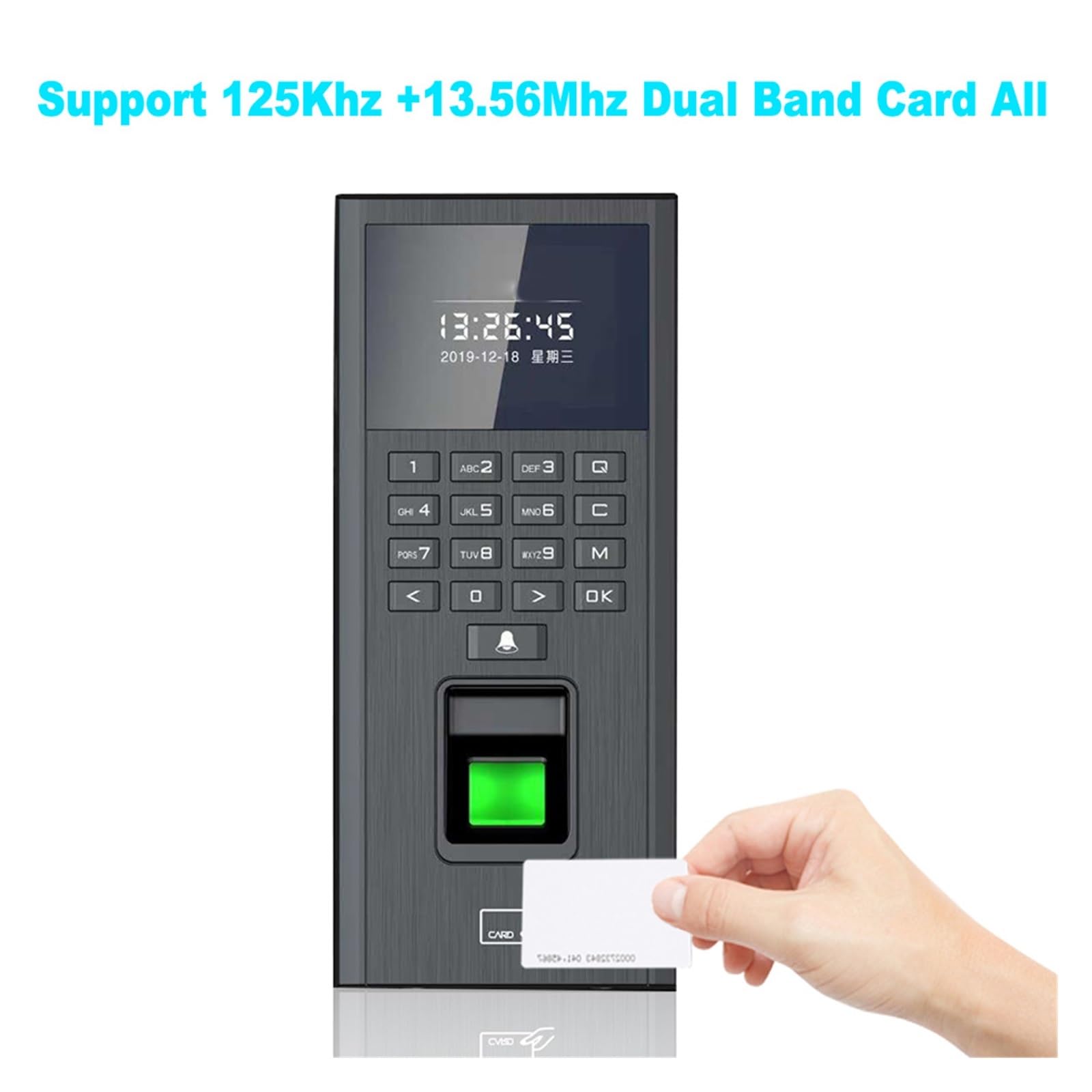 Impronta digitale biometrica 125Khz + 13,56Mhz RFID di tastiera di controllo accessi USB elettronico Registratore di presenze(D9)