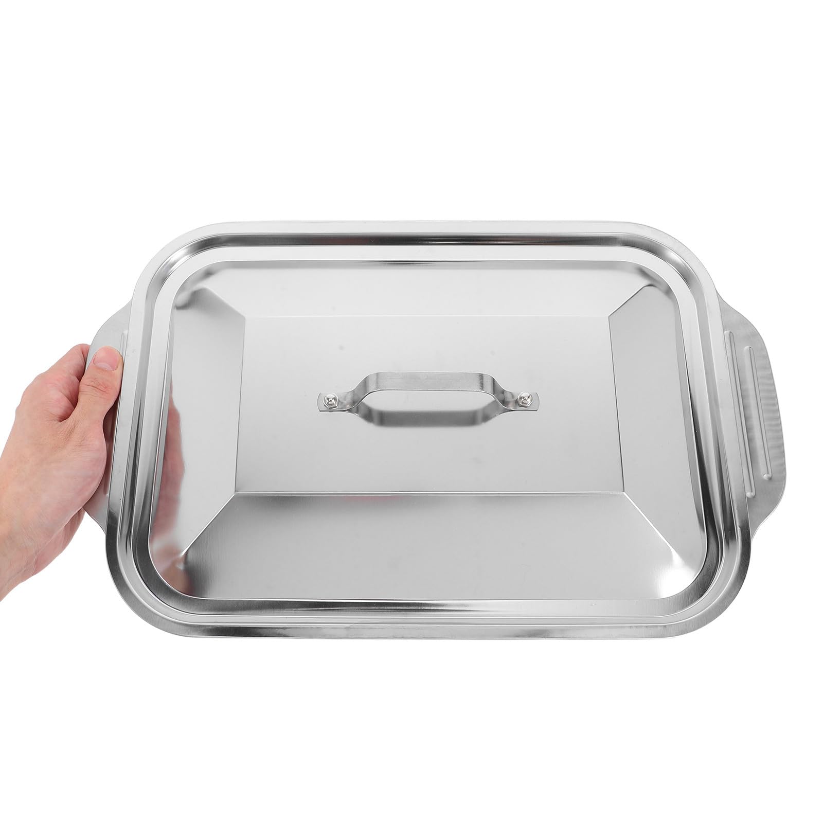 Bandeja para Asar Pescado y Carnes con Tapa de Acero Inoxidable Rectangular con Diseño Profundo Resistente para Reuniones Familiares y Hornear