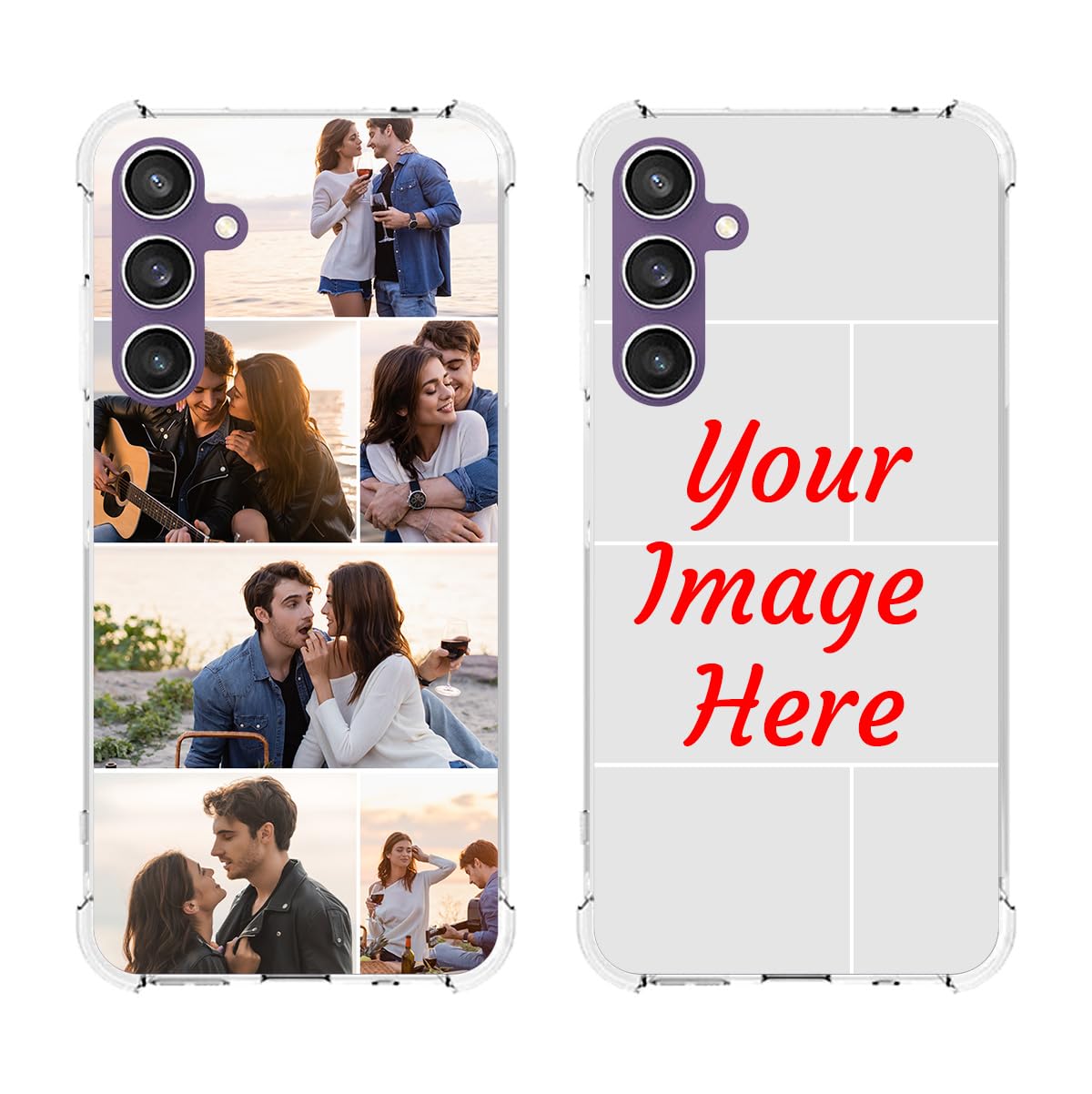 Custom Photo Phone Case for Samsung Galaxy S23 FE 6.4-Inch, Personalized Clear Shockproof Bumper Protective Cover with Your Own Picture Flexible TPU Slim Soft Fit with Airbag Enhanced Corners