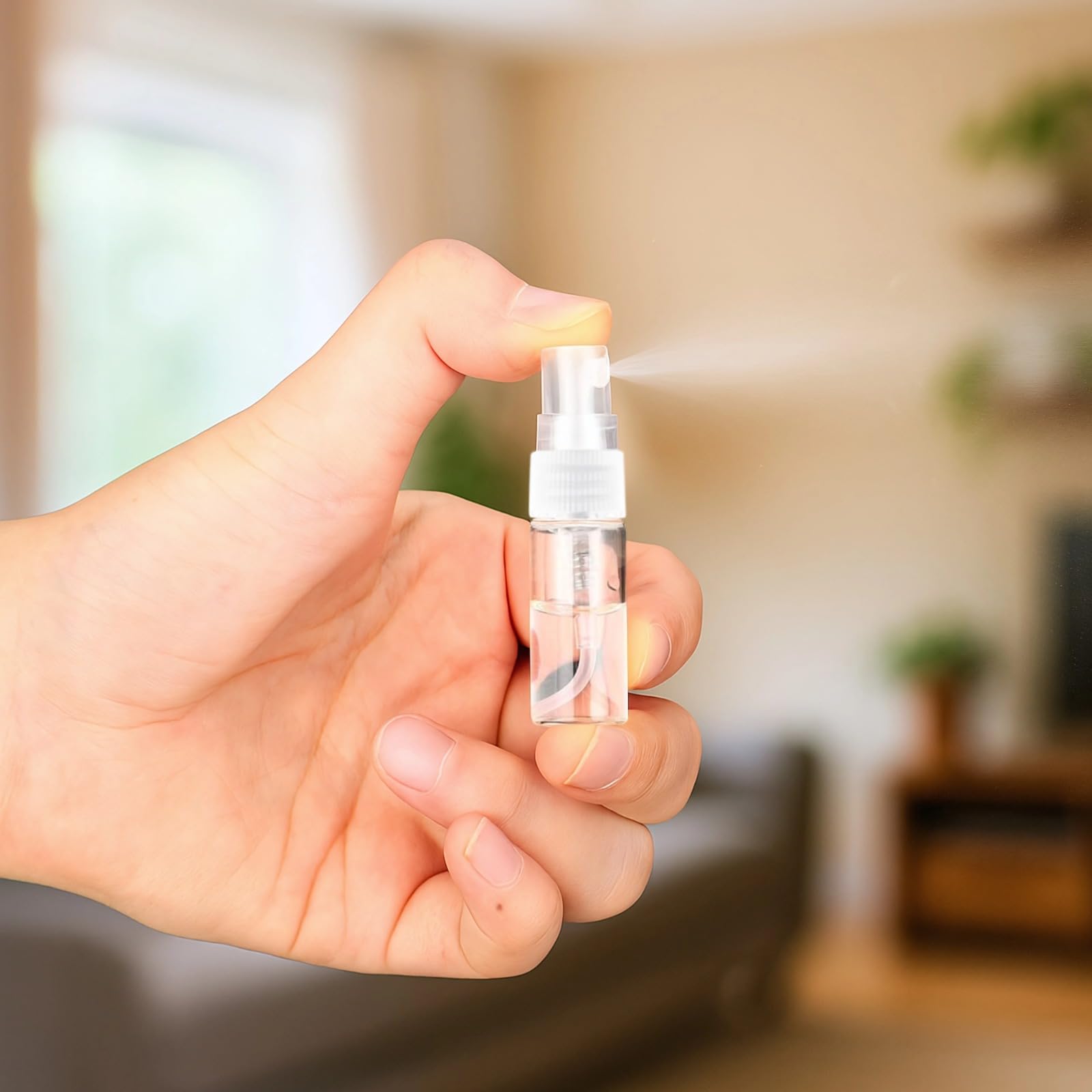 100 szt. mini szklanych butelek z rozpylaczem, przezroczyste fiolki na próbki perfum z szczelnym rozpylaczem, pojemniki podróżne na olejki eteryczne, zapachy i mgiełkę do twarzy, przenośne