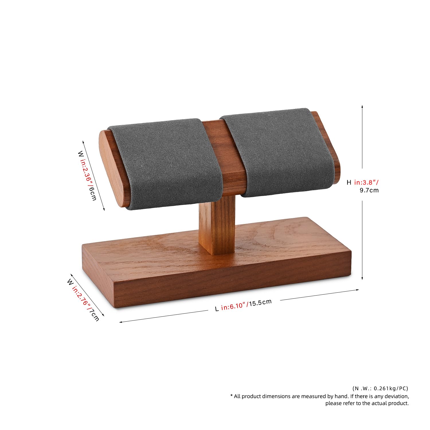 Uhrenständer aus Holz, Uhrenaufbewahrung Uhrenhalter Schmuckständer Schmuck Display für 2 Uhren (Grau)