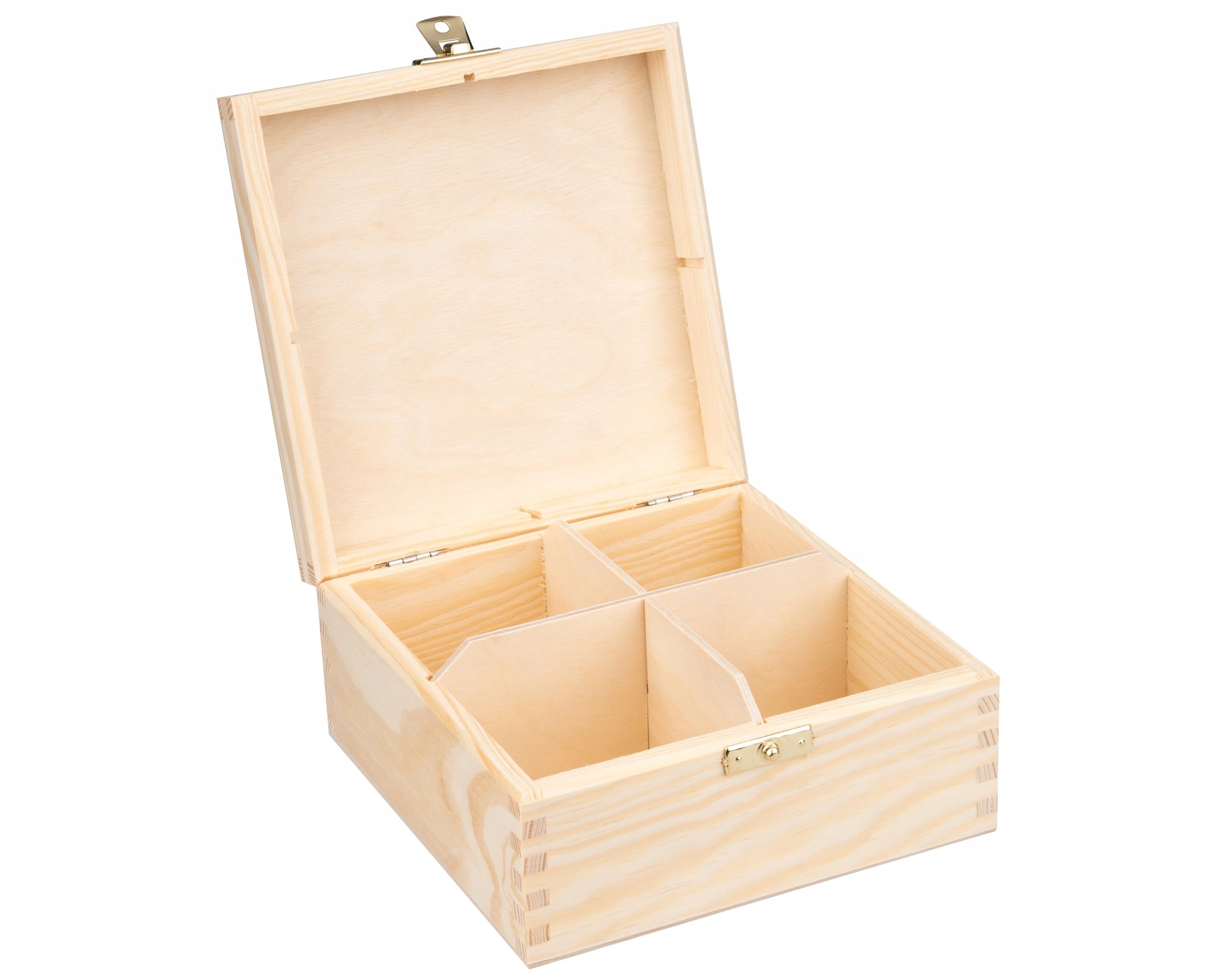 Wooden World Wooden Tea Box organizer with partition for 4 separate tea types - Box for craft decoupage pyrography