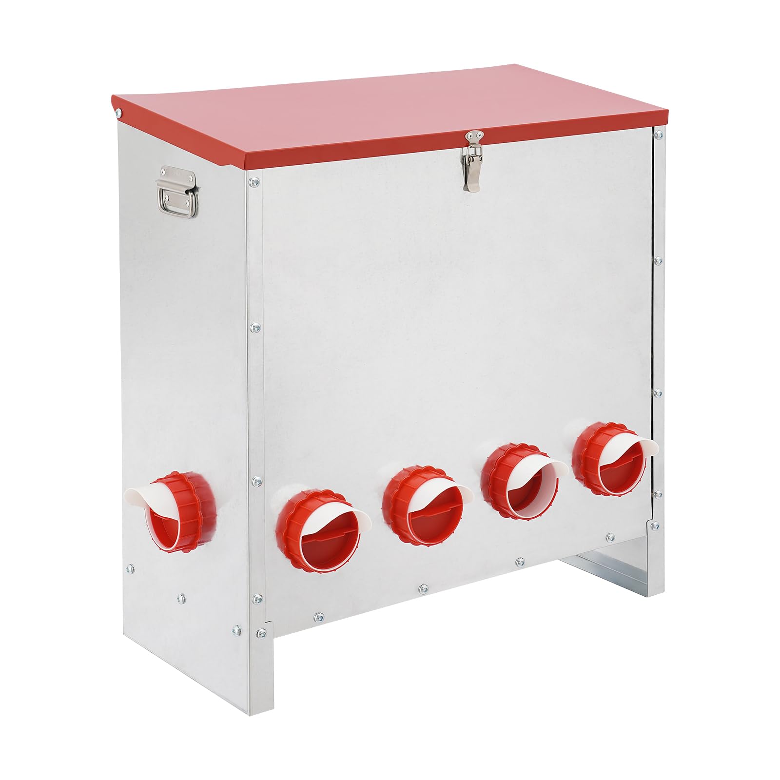 Alimentador automático de 30 kg para pollos con 10 orificios de alimentación, comederos para gallinas, comederos de metal, comedero para aves de corral, resistente al agua, a prueba de ratas