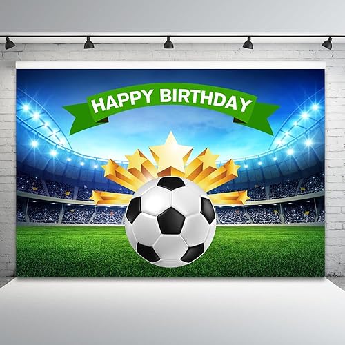 Miniatura 1 de CRTPOD Telón de fondo de fútbol de 5 x 4 pies para fotografía, campo de fútbol de fútbol, fondo para decoración de fiesta de cumpleaños, sesión de