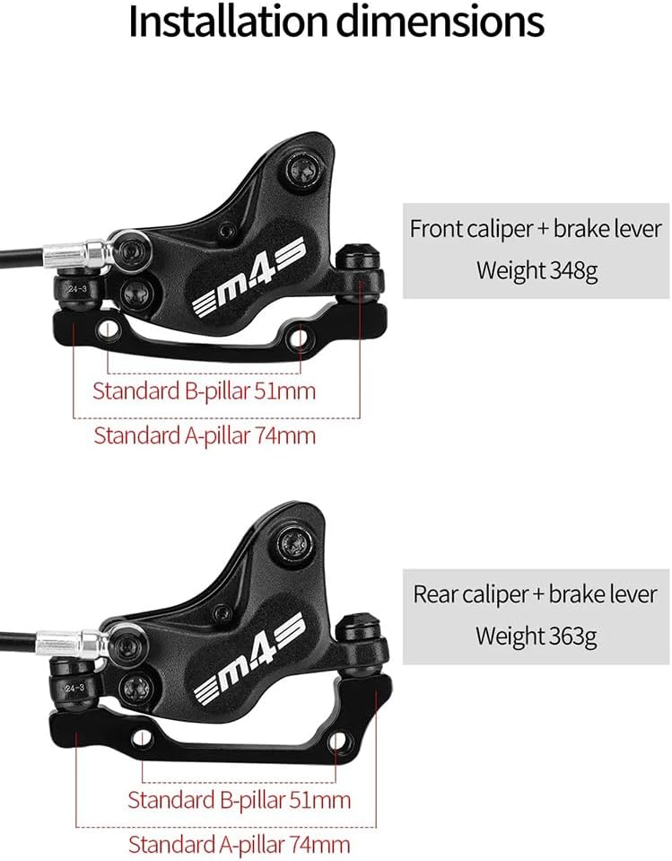 MTBHydraulic Disc Brakes Set, Left Rear 1550mm, Mountain Bike 4-Piston Hydraulic Disc Brakes Set, Aluminum Alloy Hydraulic Brake Kit for Mountain Bike, Road Bike Left Rear 1550mm (Split)