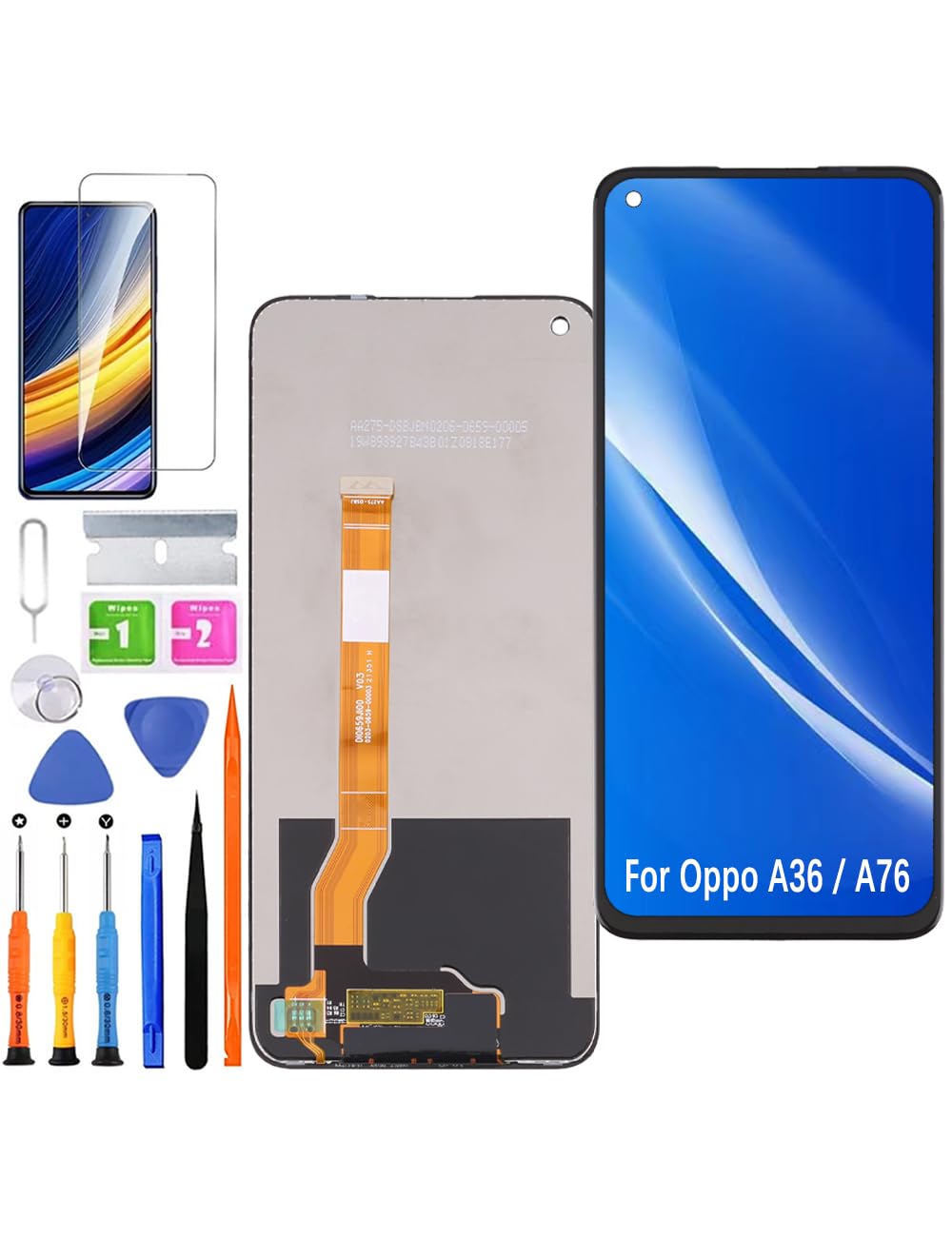 Pantalla de repuesto para pantalla LCD Oppo A36 / A76, PESM10 CPH2375, pantalla táctil, digitalizador, kit de piezas de reparación