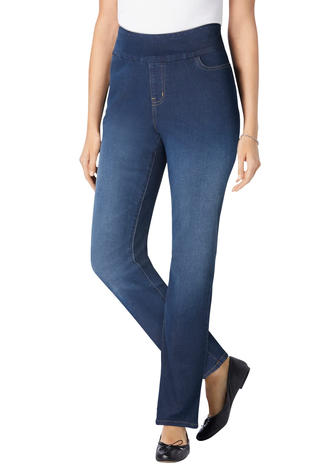 Women's Plus Size Flex-Fit Pull-On Straight-Leg Jean Jeans