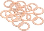 MECCANIXITY 6Pcs Flat Washer, M26 Copper Washers Copper Sealing Ring Crush Washer Kit Assortment, 26mm ID, 32mm OD, 2mm Thick for Bolts Screws Machinery Repair