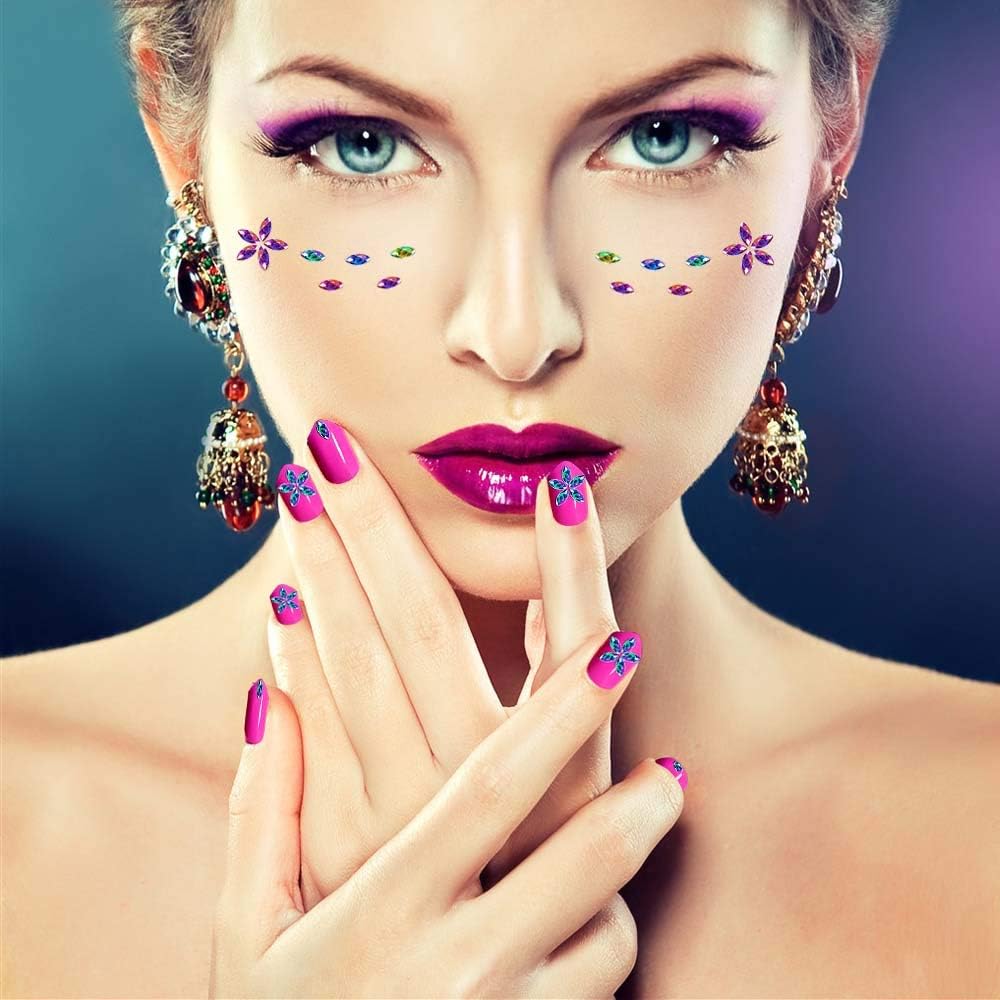 6400pcs Nail Art Rhinestones Nail Crystal Gems Nail Diamonds, Gold Silver Nail Art Studs Colorful Nail Sequins & Rhinestones for Nails Kit with Tweezers and Wax Pen for Nail Art Supplies Accessories