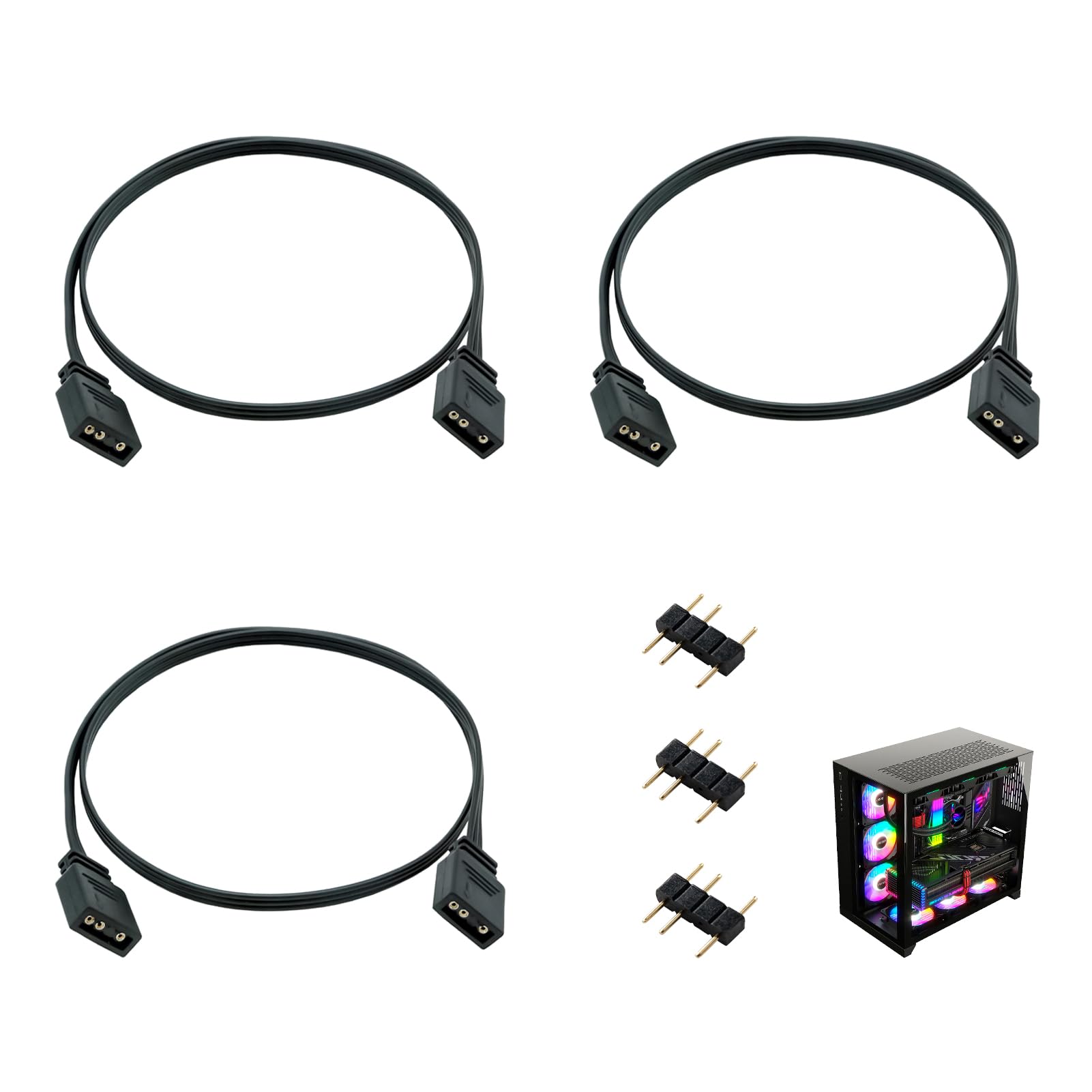Câble d'extension ARGB 3 broches 5V femelle-femelle 0.5m pour ventilateur et bande LED RGB PC