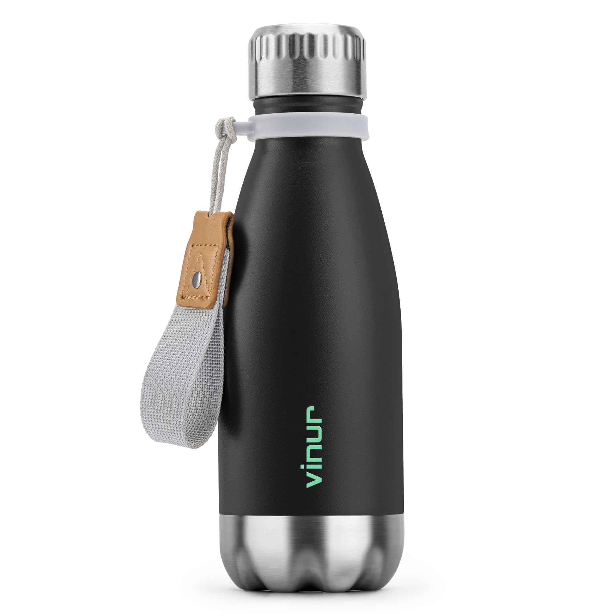 VINUR Kids Water Bottle-9 oz Stainless Steel Double Wall Vacuum Insulated Water Bottle for School-Cola Shape Flask with