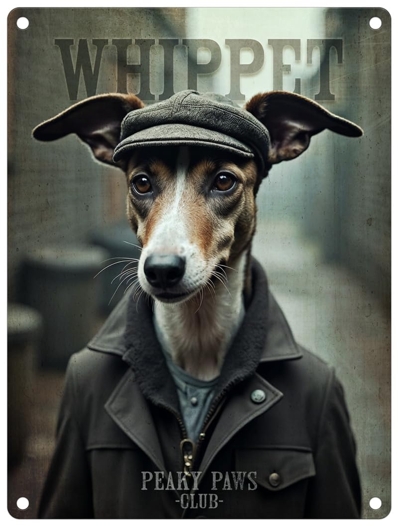 The Original Metal Sign Whippet Small (150 X 200Mm) Metal Sign - Peaky Paws Club