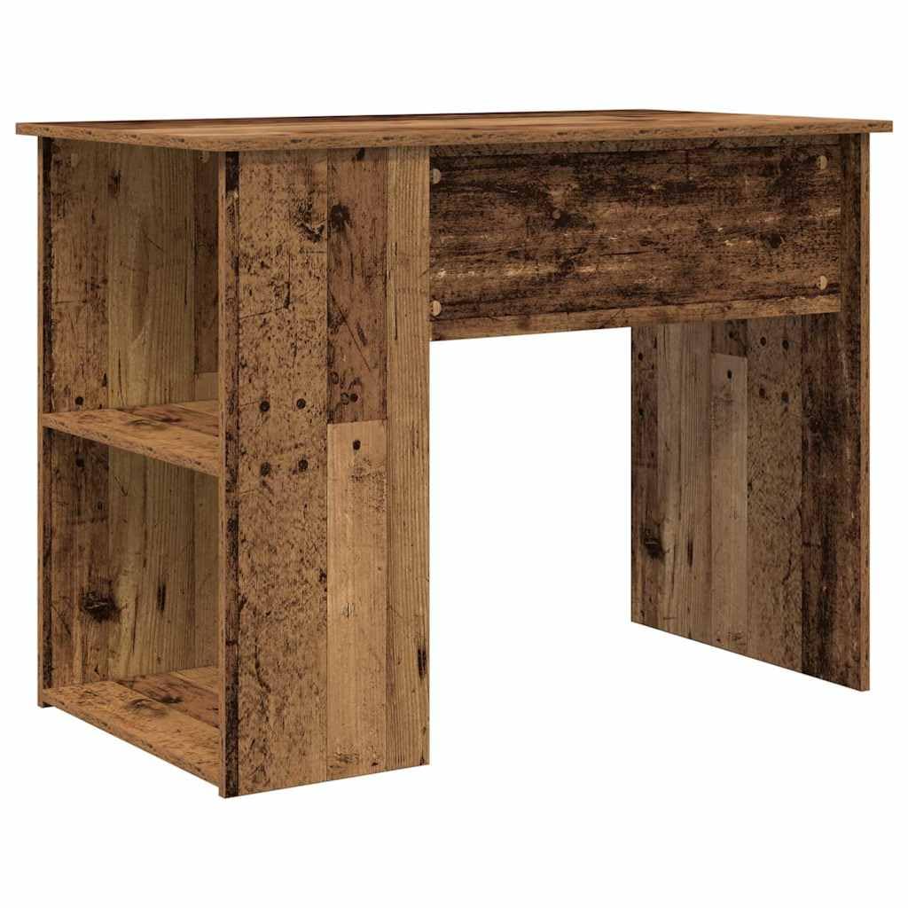 Biurko o wyglądzie starego drewna, materiał drewnopochodny, 100 x 55 x 75 cm, z 2 półkami, nowoczesny stolik pod komputer do biura, biura domowego, gabinetu i salonu