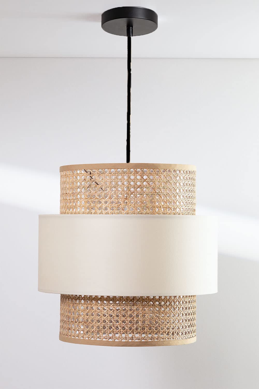 AKWAY Wicker Rattan Cane Webbing Bamboo Hanging lamp Pendant lamp for Home Decoration Premium Ceiling Light Boho Hanging Ceiling lamp(14" Dia x 11" H) (Bulb not Included)(Beige) (B0BR9WTC1X) Amazon Price History, Amazon Price Tracker
