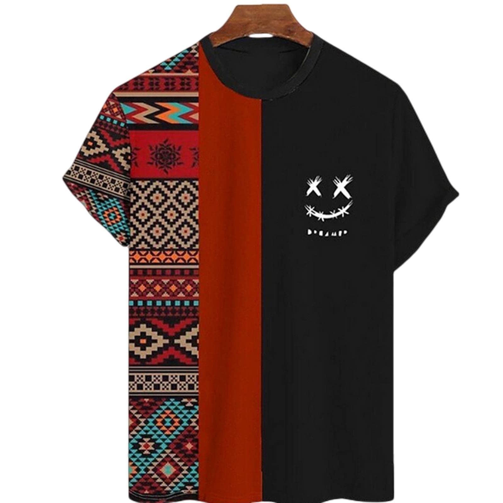 MOGSA T-shirty Letnie Męskie T-shirty Nadruk Krótki Rękaw Casual Oversize Sweter Okrągły Neck Graficzny Luźny T-shirt