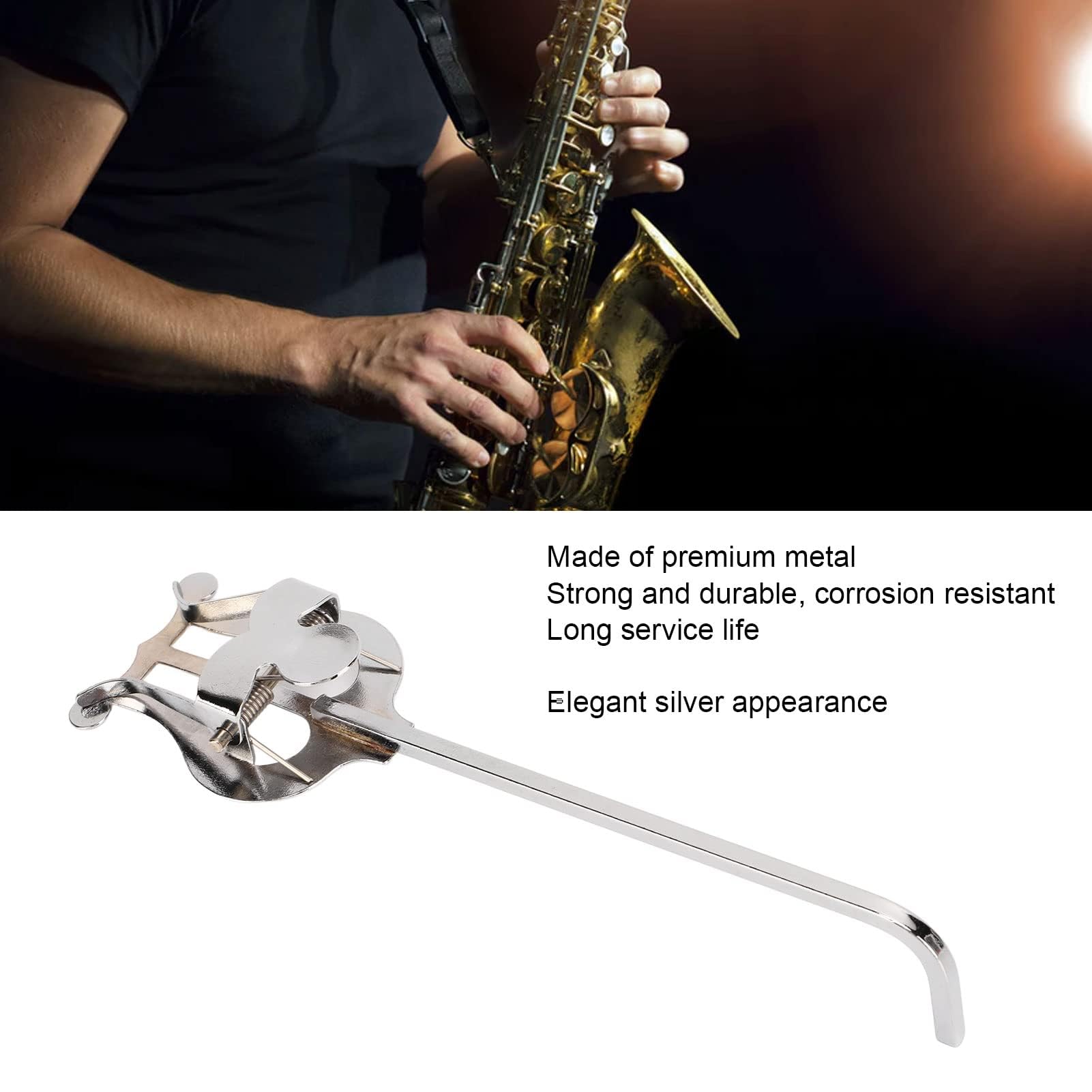 Lira de saxofón para banda de marcha, metal Banda de música partituras Clips Saxofón alto Lyre marcha Soporte portátil Sujetapáginas Horquilla con pinza saxofón para partituras Banda de música