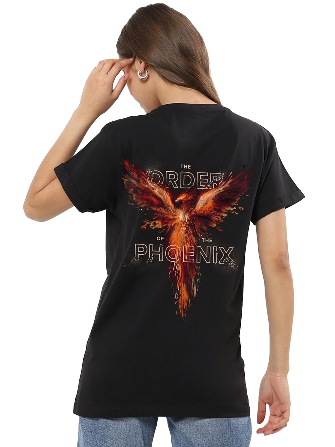 Women's 100% Cotton Official Harry Potter Merchandise Graphic Print Relaxed Fit Round Neck T-Shirt