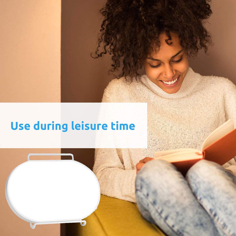 Lampe de luminothérapie avec minuterie, 10000 Lux luminosité LED Portable thérapie boîte avec 3 Niveaux de luminosité réglables, Touch Control, Lumière Ovale pour Home Office