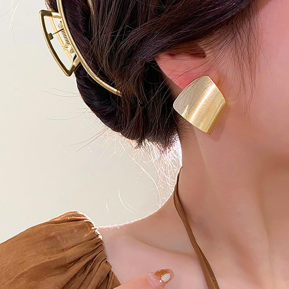 Chunky Geometric Statement Earrings for Women,14K Gold Abstract Hollow Square Shape Drop Earrings Party Prom Thick Jewelry Accessories Gifts - Image 2