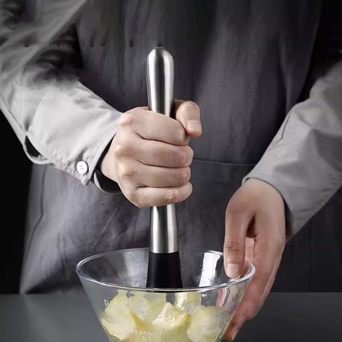 Schiacciapatate Professionale Per Cocktail | Acciaio Inox Con Testa In Silicione - Per Bar E Casa - Foto 8