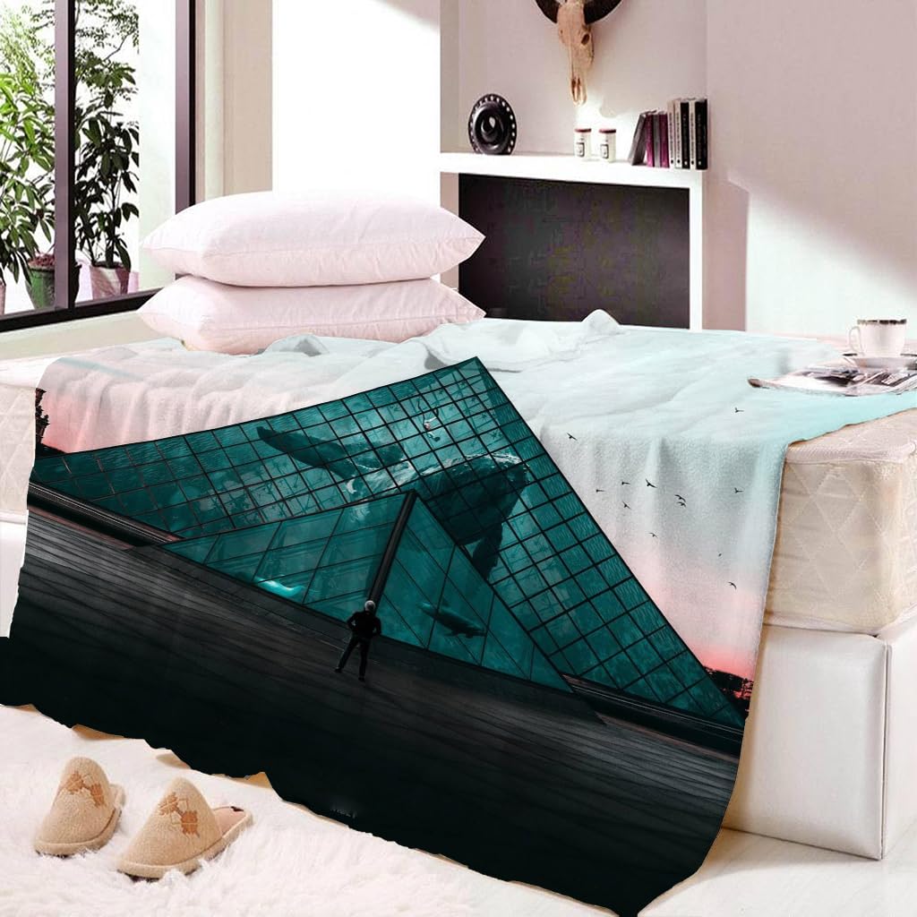 Coperta Letto Matrimoniale Coperta Di Flanella In Microfibra 150X200Cm Acquario Blu Stampata Motivo Coperte Divano Inverno Pelose Per Bambini/Adulti Decorazione Per La Casa