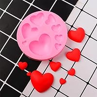 Vista 3 de 2 moldes de silicona rosa, diferentes tamaños, molde de chocolate con forma de corazón, moldes para decoración de galletas, pasteles, pasteles