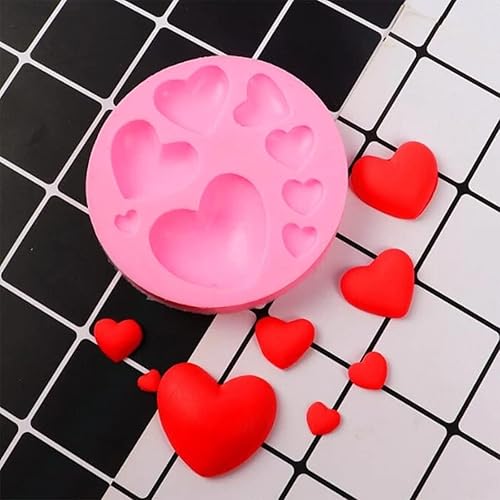 Miniatura 4 de 2 moldes de silicona de corazón rosa, diferentes tamaños, molde de chocolate con forma de corazón para decoración de galletas, pasteles, pasteles,