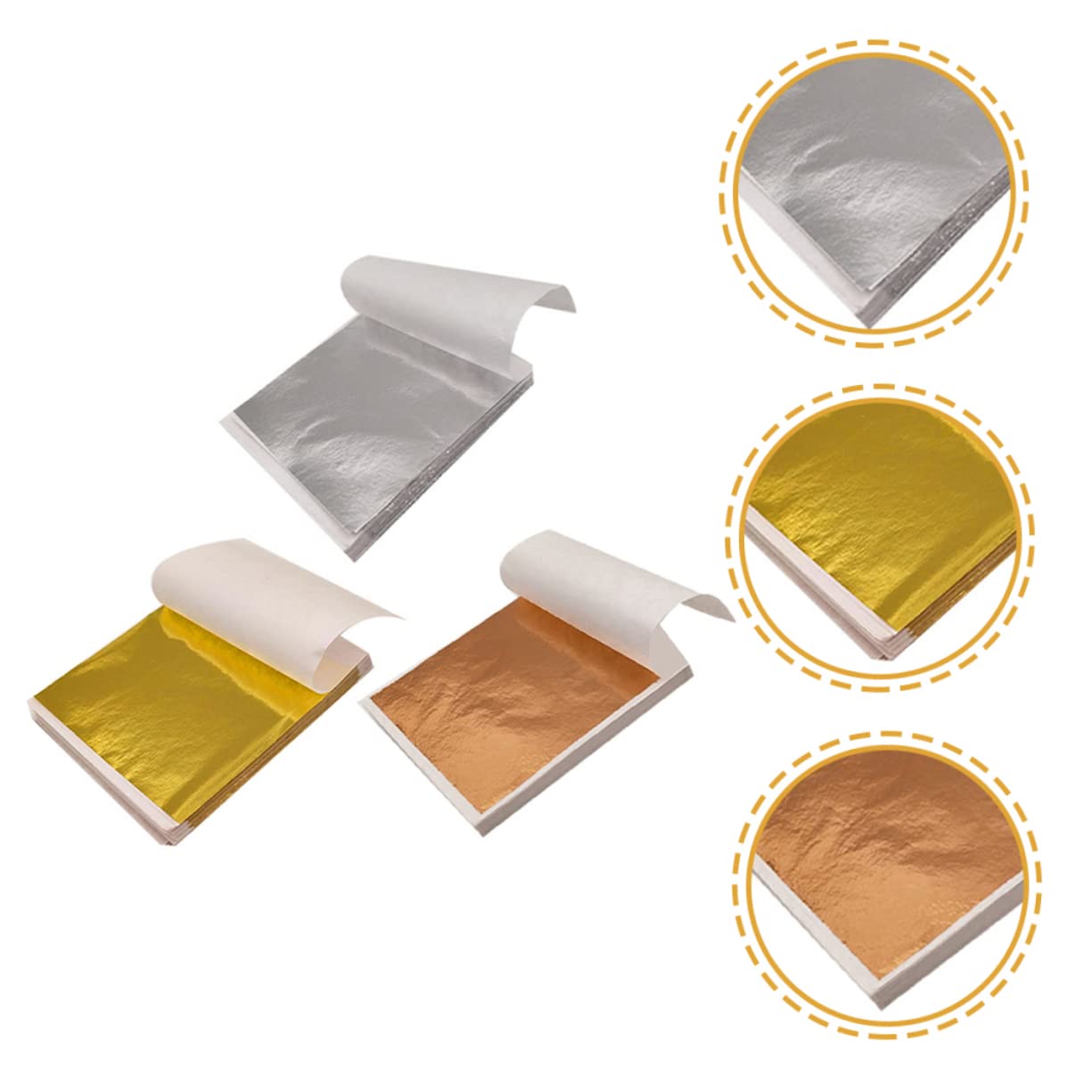 LALAFINA 3 Ensembles Dorure Imitation Or Décoratives pour Artisanat DIY Or Et Rose Accessoires De Bricolage Parfait pour Décoration De Fête Et Projets Créatifs 300 Feuilles*3
