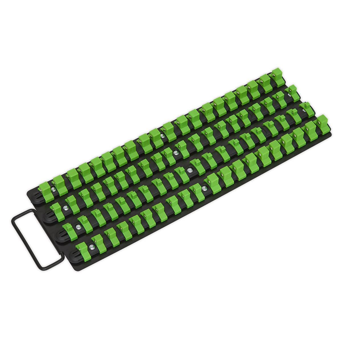 Sealey AK27051HV tacka na szynę nasadową, napęd 1/4", 3/8" i 1/2", zielona Hi-Vis