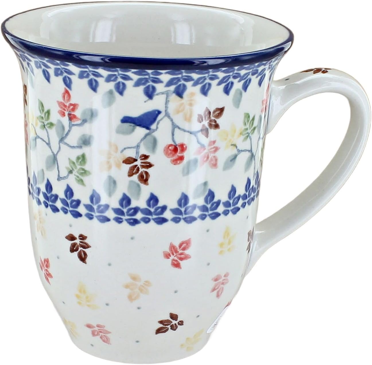 Blue Rose Polish Pottery - Brown Autumn Grove Large Coffee Mug - 14 oz - Oversized Mug for Coffee Lovers