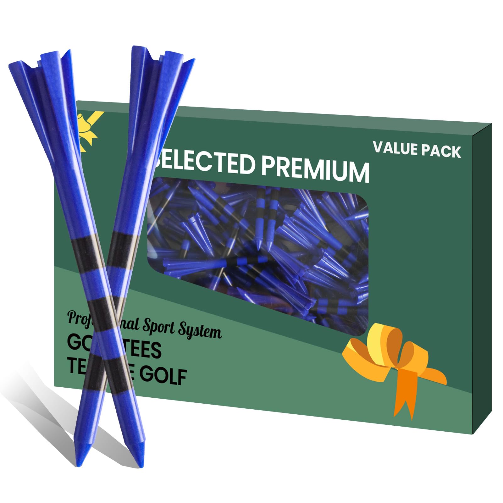AXKAL Golf Tees Plastic 3 1/4 2 3/4 inch Unbreakable 30 50 100 Pack, Upgrade Long Stronger Bulk More Durable Stable Reduce Friction Side Spin Tee Gift For Women (Blue, 50Pcs 3 1/4 inch)